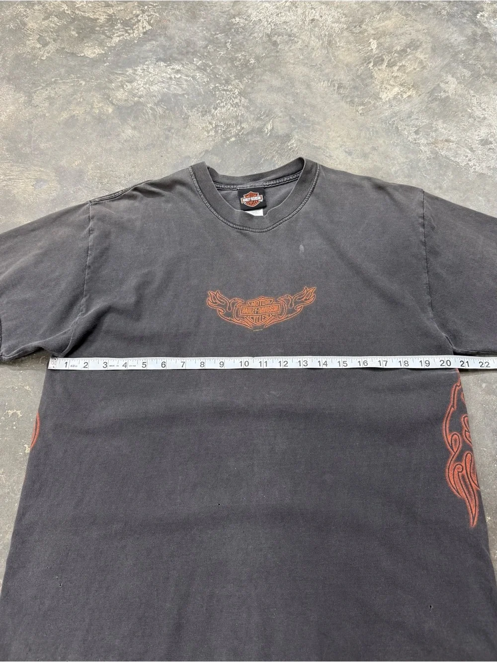 Vintage 2002 Harley Davidson Rare Side Print Tribal Flame Faded Y2K - Picture 9 of 12